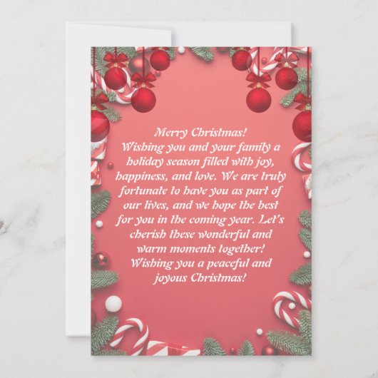 Rode Kerst Kaart met Boom + Rendieren Feest (Achterkant)