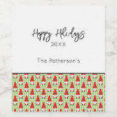 rode kerst kabouter patroon NAAM groene checker pl Wijn Etiket (Enkel label)