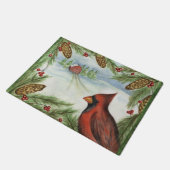 Rode Kerst Kardinaal Deurmat Vloerkleed (Schuin)