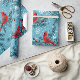 Rode Kerst Kardinaalvogel Vakantie Cadeaupapier