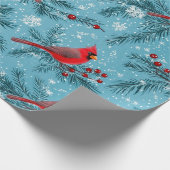 Rode Kerst Kardinaalvogel Vakantie Cadeaupapier (Hoek)