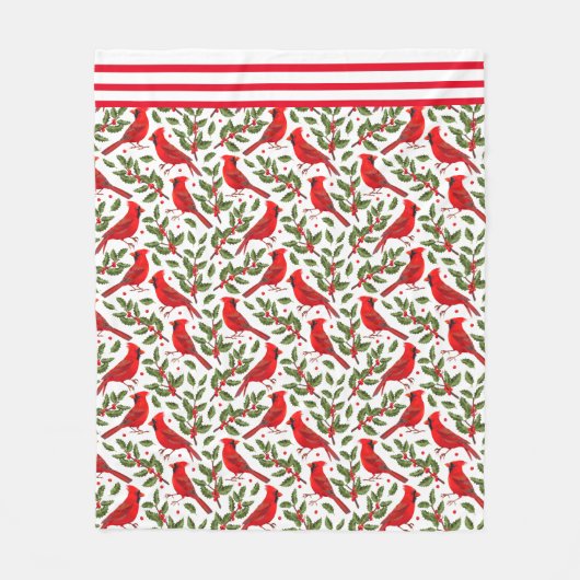 Rode Kerst Kardinalen Fleece Deken (Voorkant)