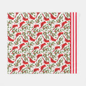Rode Kerst Kardinalen Fleece Deken (Voorkant (Horizontaal))
