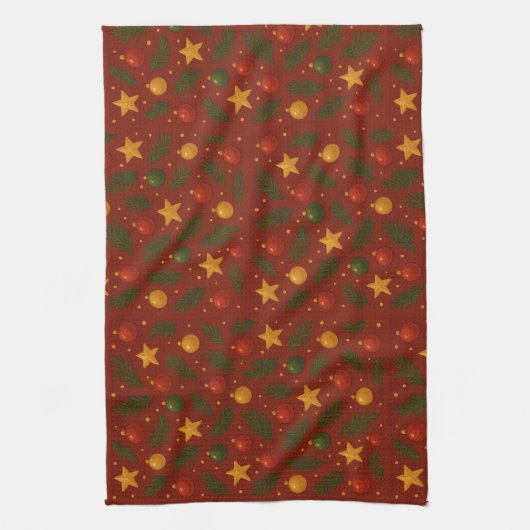 Rode Kerst Keuken Handdoek – Classic Holiday Tea (Verticaal)