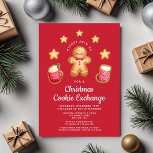 Rode Kerst Koekjes Uitwisseling Schattige Gemberko Kaart