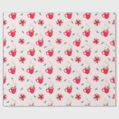 Rode Kerst Koffie Cup | De bronnen van Holly Cadeaupapier (Vlak)