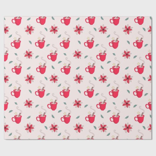 Rode Kerst Koffie Cup | De bronnen van Holly Cadeaupapier (Vlak)