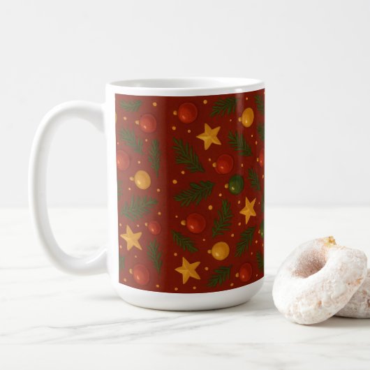 Rode Kerst Koffie Mok – Classic Holiday Gift (Met donut)