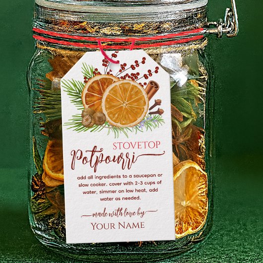 Rode Kerst Kookplaat Sudderend Potpourri Cadeaulabel