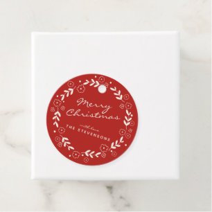 Rode Kerst Krans Eenvoudig Aangepast Bedankjes Labels