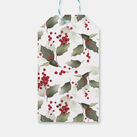 Rode Kerst label met hulst krans Cadeaulabel (Achterkant)