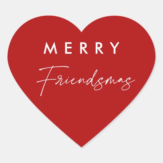 Rode Kerst Merry Friendsmas Feest Artikelen Hart Sticker (Voorkant)