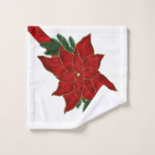 Rode kerst met de poinsettia wit bad handdoek (Wasdoekje)