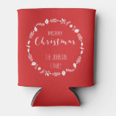 Rode Kerst met witte bladeren Decor Blikjeskoeler (Voorkant)