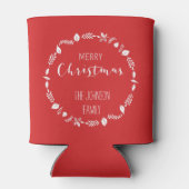 Rode Kerst met witte bladeren Decor Blikjeskoeler (Achterkant)