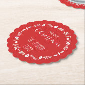 Rode Kerst met witte bladeren Decor Kartonnen Onderzetters (Gekanteld)