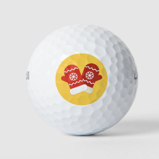 Rode kerst Mittens Golf Balls Golfballen (Voorkant)