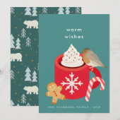 Rode Kerst Mok & Robin Kerst Vakantie Kaart (Voorkant / Achterkant)