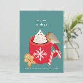 Rode Kerst Mok & Robin Kerst Vakantie Kaart (Staand voorkant)