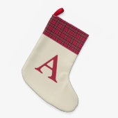 Rode Kerst Monogram Ruitensok Kleine Kerstsok (Voorkant (Hangend))