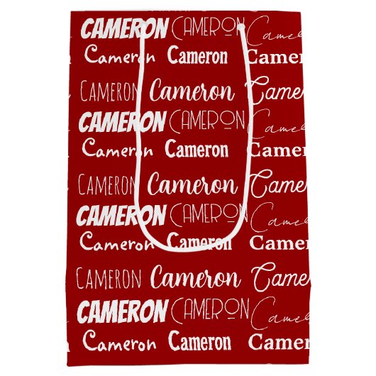 Rode Kerst Naam Collage Gepersonaliseerd Medium Cadeauzakje (Achterkant)