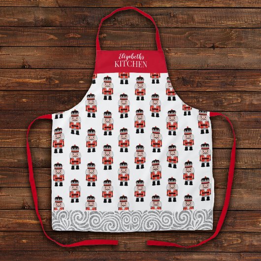 Rode kerst notenkrakerpatroon schort