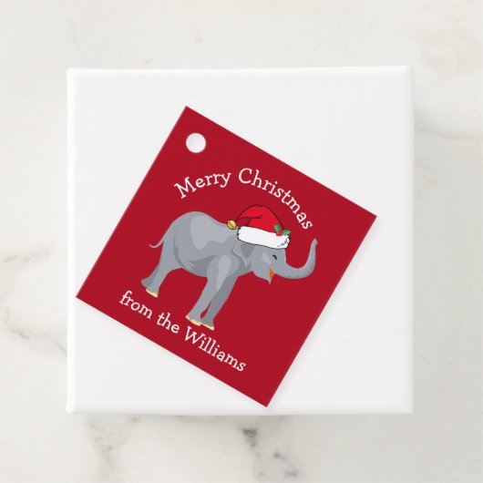 Rode Kerst Olifant Schattige Custom Party Bedankjes Labels (In situ)