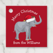Rode Kerst Olifant Schattige Custom Party Bedankjes Labels (Voorkant)