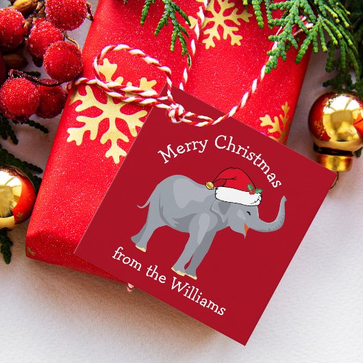 Rode Kerst Olifant Schattige Custom Party Bedankjes Labels