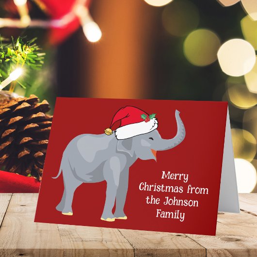 Rode Kerst Olifant Schattigee Custom Kinder Feestdagen Kaart