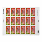 Rode Kerst Ornament Bal Etiket (Full Sheet)