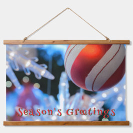 Rode kerst ornament en wit licht hangend wandkleed