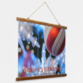 Rode kerst ornament en wit licht hangend wandkleed (Gebogen)