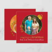 Rode Kerst Ornament Foto Wenskaart Feestdagenkaart (Voorkant / Achterkant)