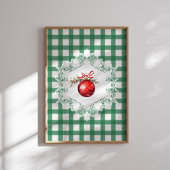 Rode Kerst Ornament Green Gingham Vakantie Poster