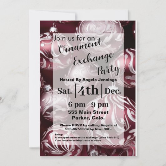 Rode Kerst Ornament Party Invitation Kaarten (Voorkant)