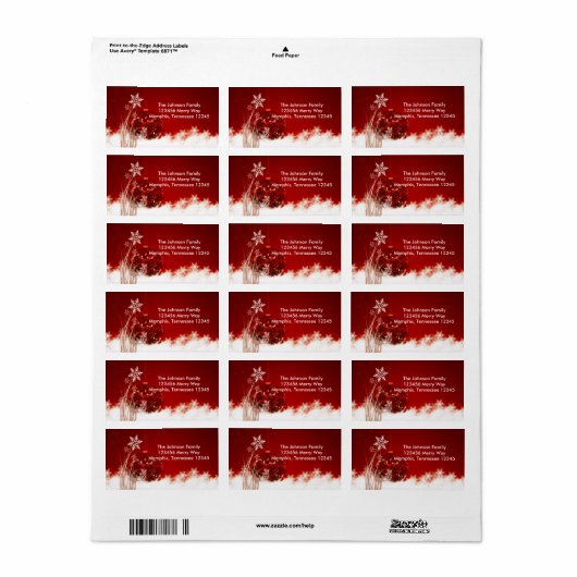 Rode Kerst Ornament Vakantie Adresetiketten Etiket (Full Sheet)