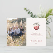 Rode Kerst Ornament Vakantie Fotokaart Feestdagenkaart (Staand voorkant)