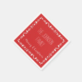 Rode Kerst Papier servetten White Leaves Decor (Hoek)