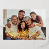 Rode Kerst Patroon Eenvoudig Script Folie Feestdagenkaart (Voorkant)