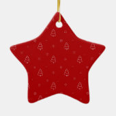 Rode Kerst Patroon.Feestelijke bomen en sneeuwvlok Keramisch Ornament (Achterkant)