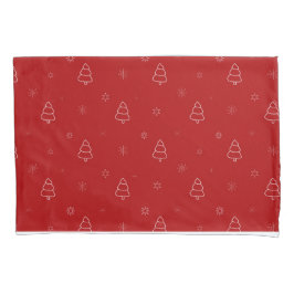 Rode Kerst Patroon.Feestelijke bomen en sneeuwvlok Kussensloop