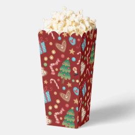 Rode Kerst Patroon Popcorn Feest Favor Doos Bedankdoosjes
