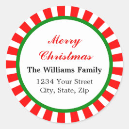 Rode Kerst pepermunt Snoep strepen Ronde Sticker