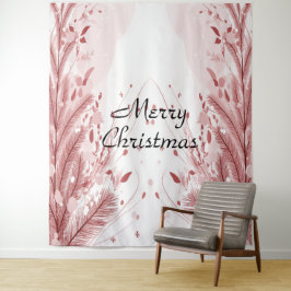 Rode Kerst Pijnboom Sneeuw Decoratie Mooie Wandkleed