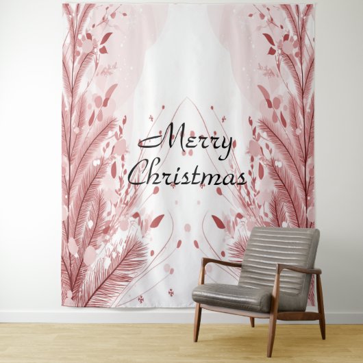 Rode Kerst Pijnboom Sneeuw Decoratie Mooie Wandkleed (In situ)