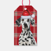 Rode Kerst Plaid Dalmatiër Kerstmis Cadeaulabel (Voorkant)
