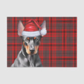 Rode Kerst Plaid Dobermann Pinscher Kerstmis Tissuepapier (Voorkant)