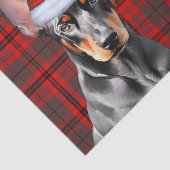 Rode Kerst Plaid Dobermann Pinscher Kerstmis Tissuepapier (Detail)