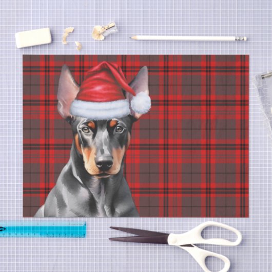 Rode Kerst Plaid Dobermann Pinscher Kerstmis Tissuepapier (Craft)